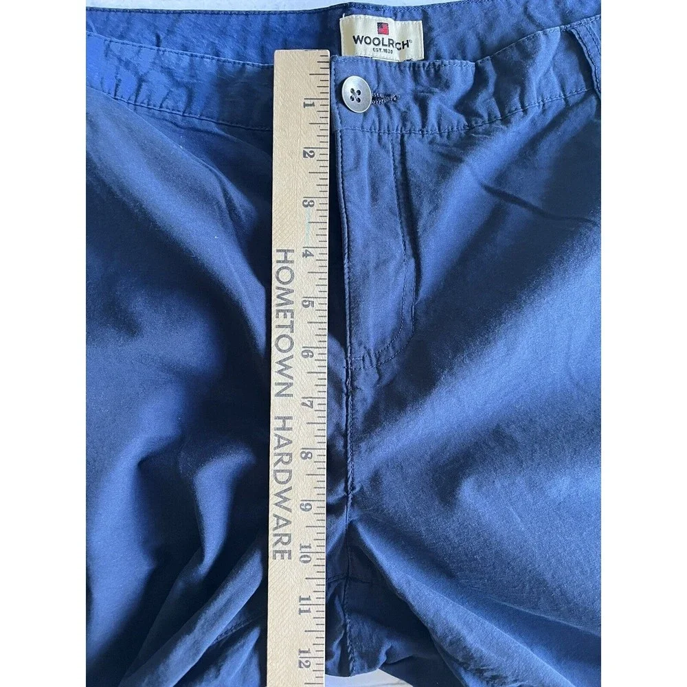 ✅SOLD Woolrich Navy Blue Ruched Legs Hiking Capris Crop Cargo Pants Size 14 - Picture 12 of 13